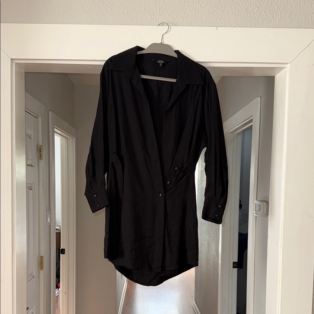& Other Stories Black Mini Dress with V-Neck